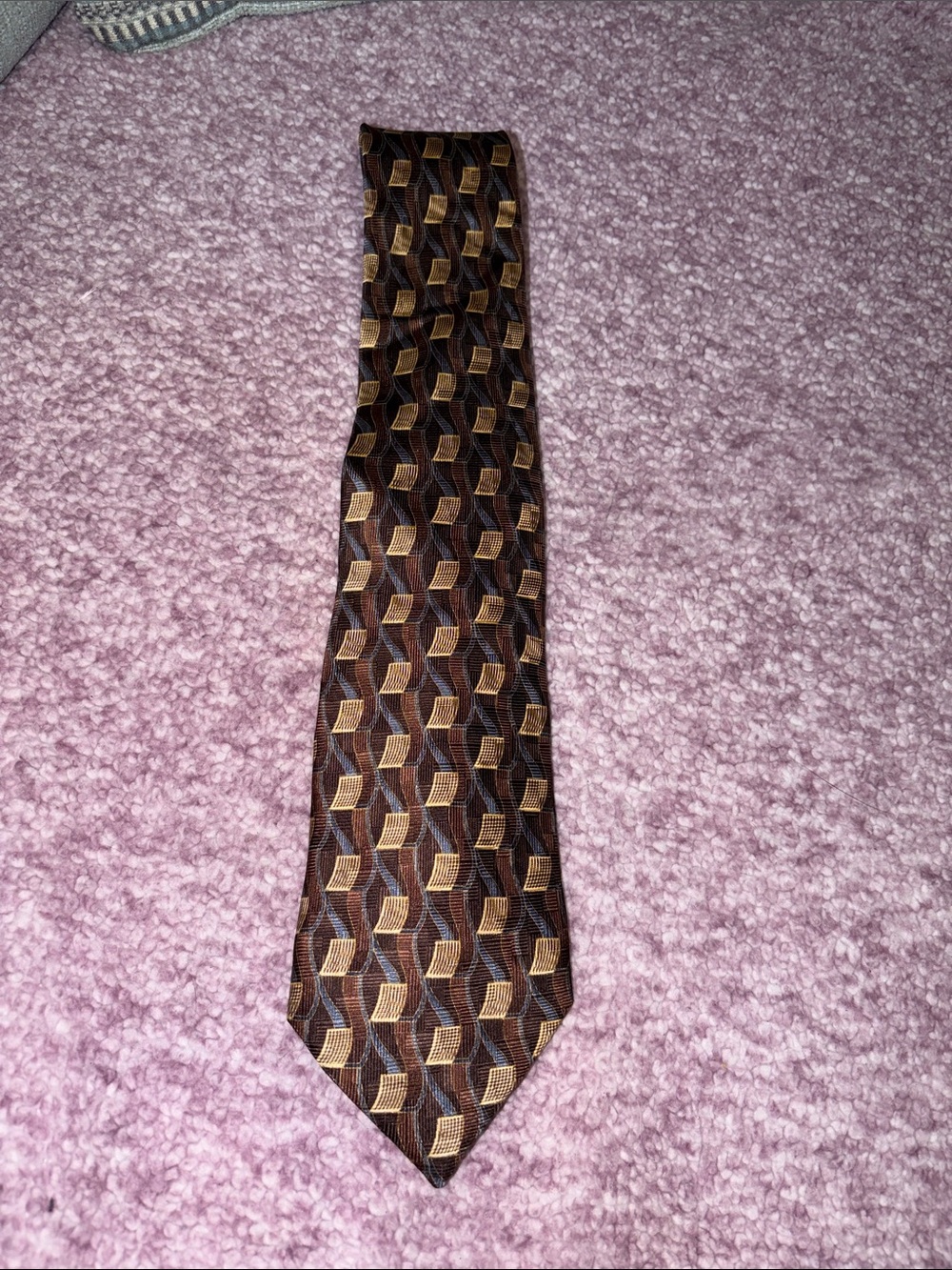 Classic Von Furstenburg Men's Geometric Brown Pattern Tie